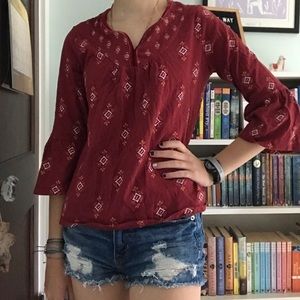 Maroon Patterned Girls Tunic Top